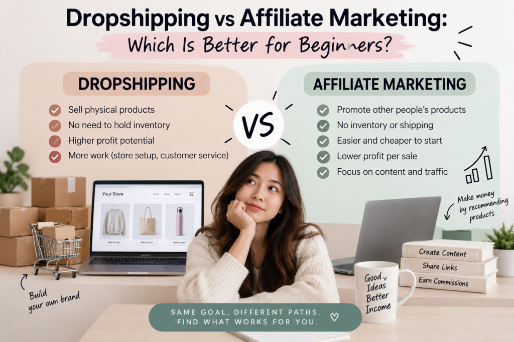 Dropshipping vs Affiliate Marketing: Which Is Better for Beginners?